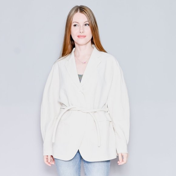 430. COMMON ODDS Mark Linen Cotton Belted Blazer S - Picture 1 of 9